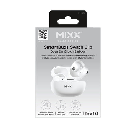 Mixx Trådløse Open-Ear Høretelefoner StreamBuds Switch Clips Hvid