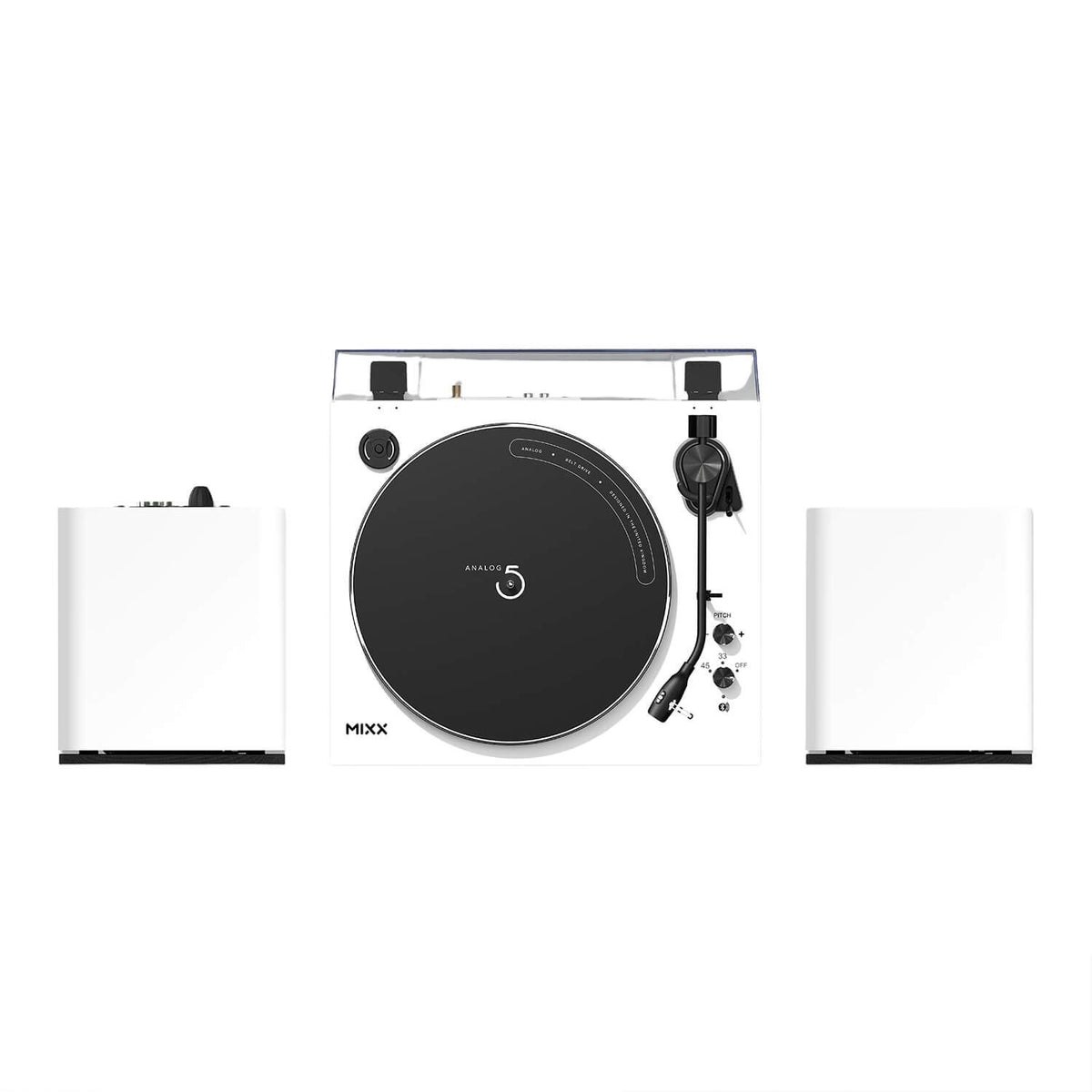 Mixx System 5 Vinyl-Afspiller Stereo med Højtalere Hvid