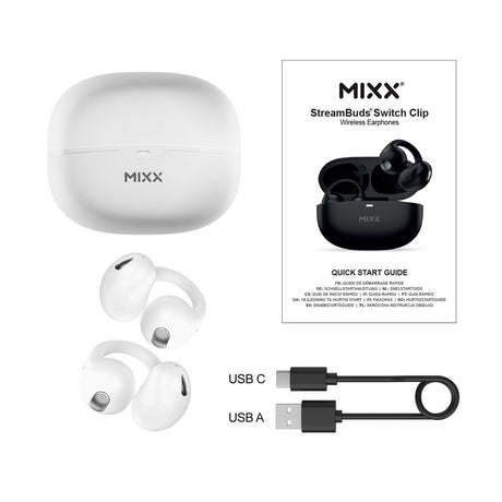 Mixx Trådløse Open-Ear Høretelefoner StreamBuds Switch Clips Hvid