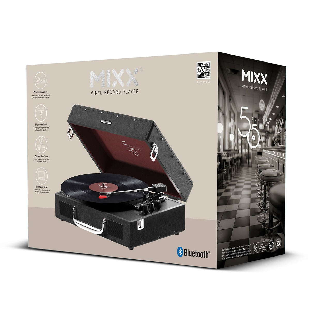 Mixx Revival 55 Vinyl-Afspiller Stereo Sort