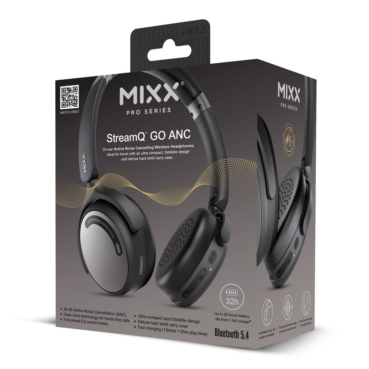 Mixx Trådløse On-Ear Høretelefoner StreamQ Go ANC Sort