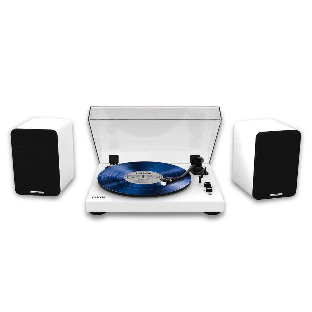 Mixx System 5 Vinyl-Afspiller Stereo med Højtalere Hvid