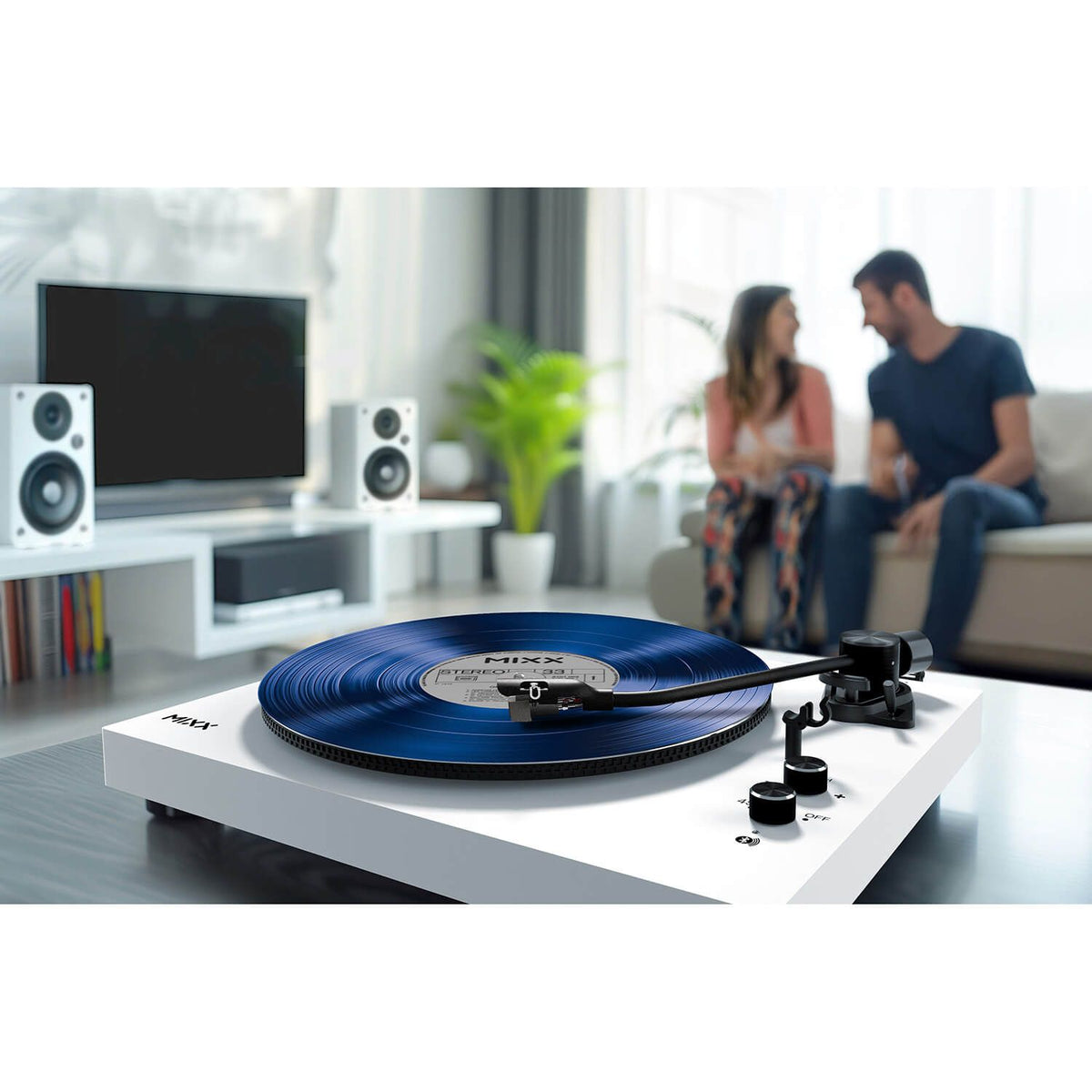 Mixx System 5 Vinyl-Afspiller Stereo med Højtalere Hvid