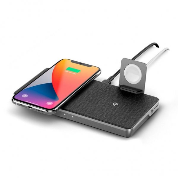 ALOGIC Ultra Power 3-i-1 Trådløs Dobbelt Opladningsstation med Apple Watch-holder
