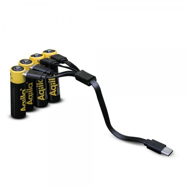Aqiila Genopladeligt AA-batteri USB-C 4-pak