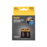 Aqiila Genopladeligt CR123A-batteri USB-C 2-pak
