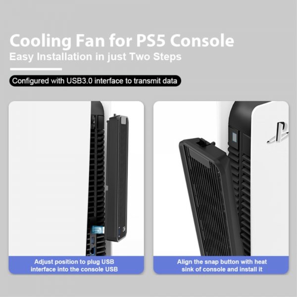 USB 3.0 Køleblæser til PlayStation 5 Hvid