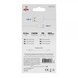 X2O USB-A til USB-C Kabel Basic 60W 0.5m Hvid