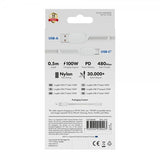 X2O USB-A til USB-C Kabel Longlife 60W 0.5m Hvid