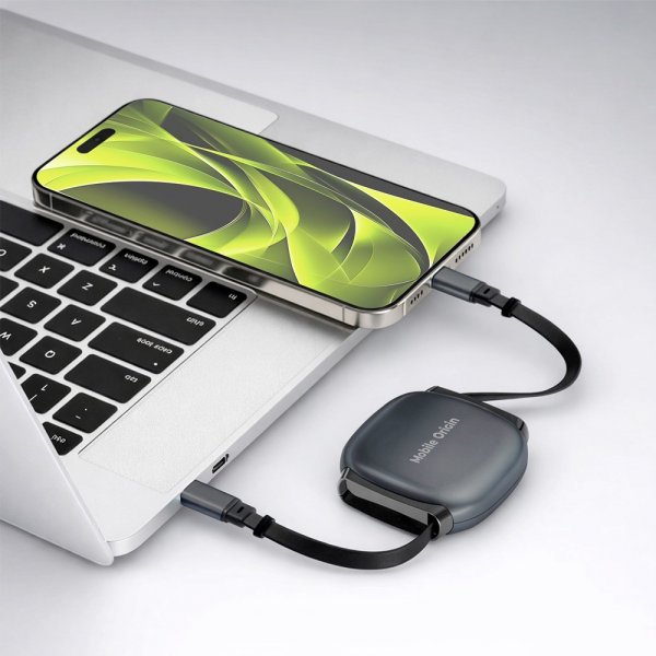 Mobile Origin USB-C Kabel 100W Optrækkeligt Kabel Boks Grå