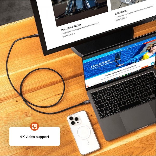 Fast USB-C Mediekabel USB4 gen 2 240W 2m