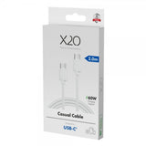 X2O USB-C til USB-C Kabel Basic 60W 2m Hvid