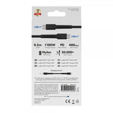 X2O USB-C til USB-C Kabel Longlife 100W 0.5m Sort