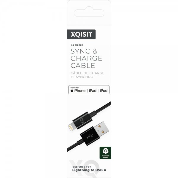 Xqisit USB til Lightning Kabel 1.5 m Sort