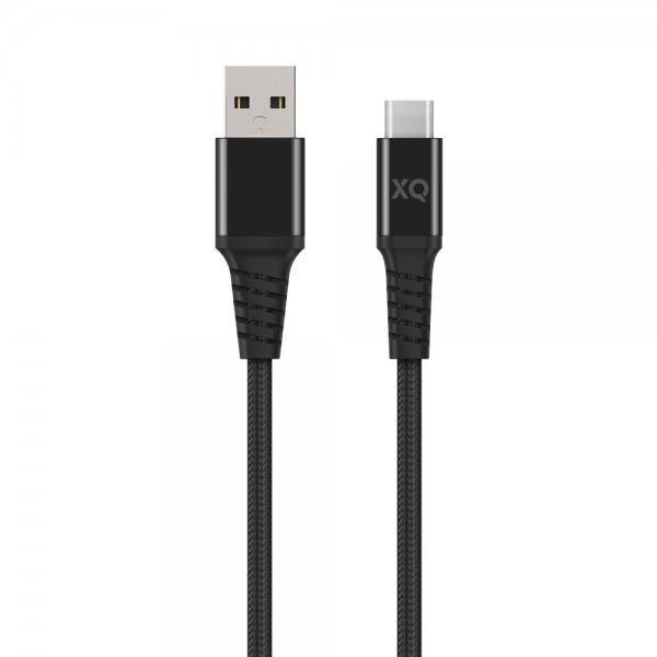 Xqisit USB-A til USB-C Kabel Flettet Ekstra Stærk 2 m Sort