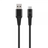 Xqisit USB-A til USB-C Kabel Flettet Ekstra Stærk 2 m Sort