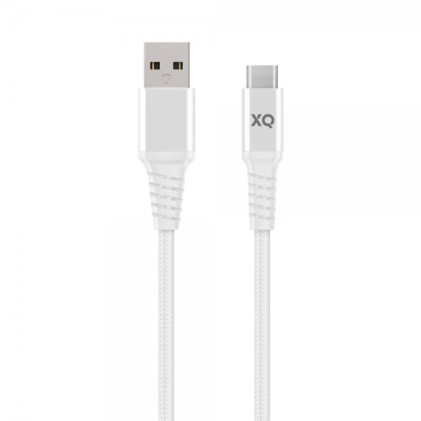 Xqisit USB-A til USB-C Kabel Flettet Ekstra Stærk 2 m Hvid