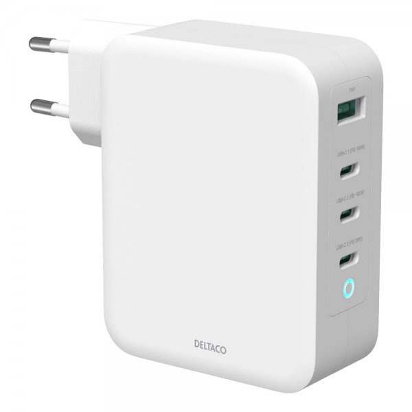 Deltaco vægoplader 3xUSB-C og 1xUSB-A GaN 100W