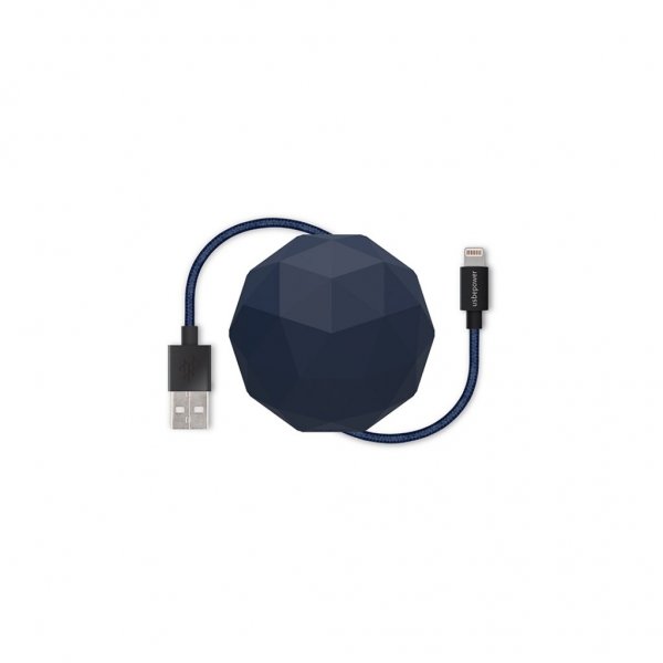 Usbepower COSMO Lightningkabel med opbevaring 1.2 meter Marineblå