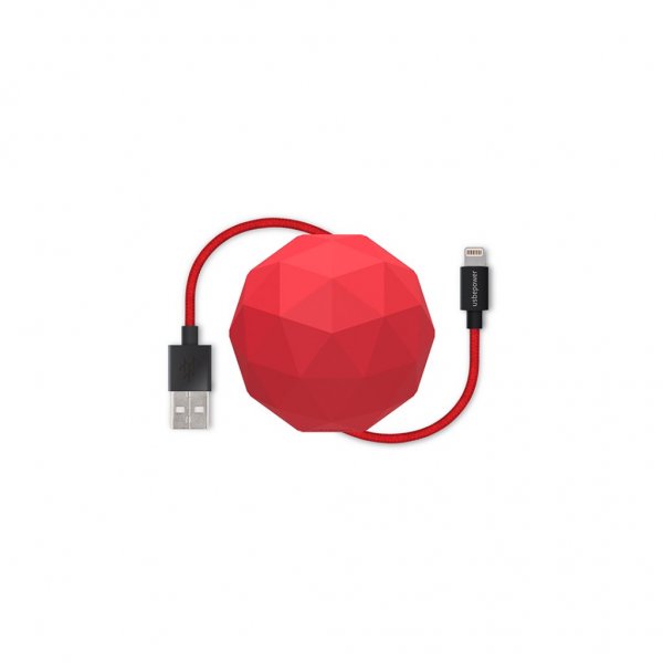 Usbepower COSMO Lightning-kabel med opbevaring 1.2 meter Rød