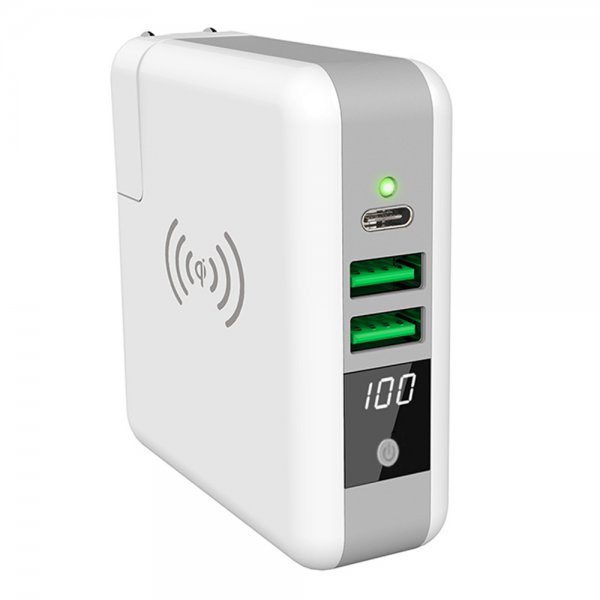 Xqisit Vægadapter Super Charger med trådløs opladning Hvid