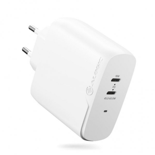 ALOGIC Rapid Power 2-ports (45+18W) GaN oplader inkl. 2m USB-C opladerkabel