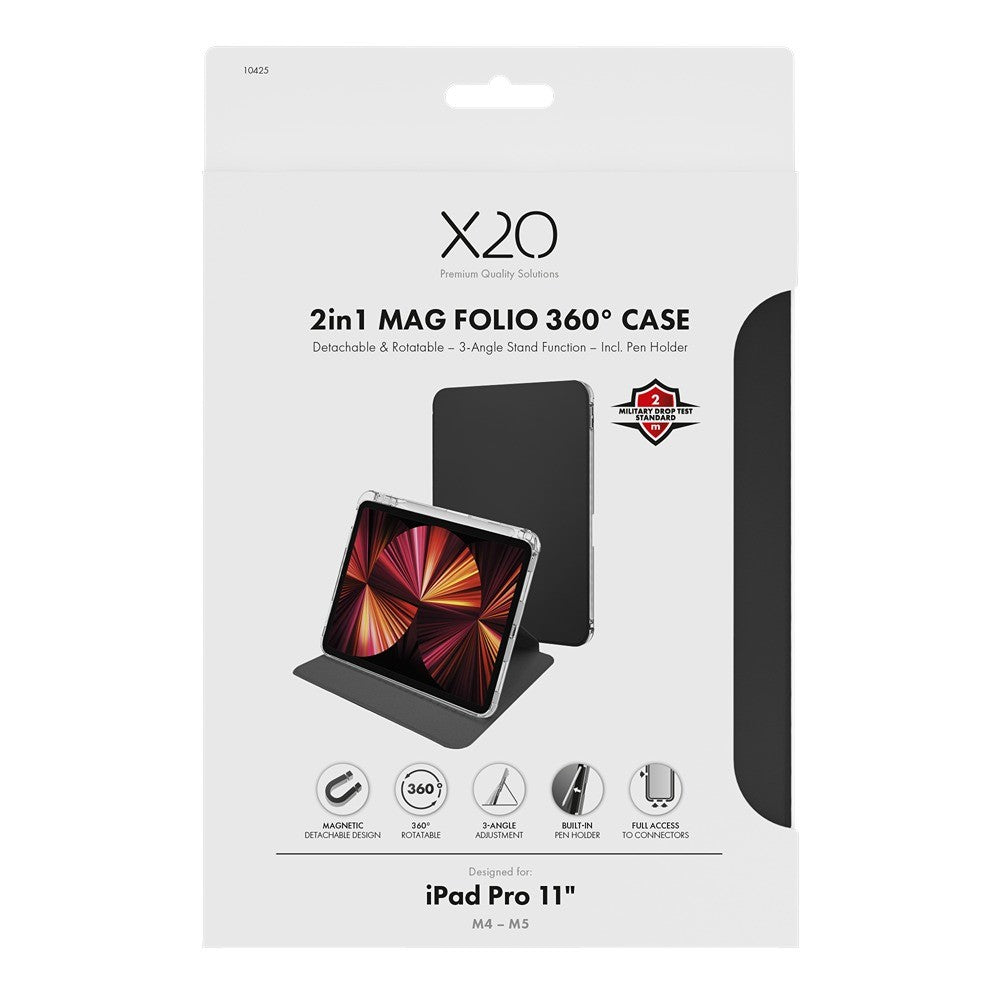 X2O iPad Pro 11 (M4/M5) Etui 2in1 Mag Folio 360 Sort