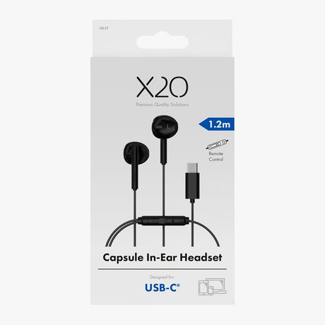X2O Trådade Høretelefoner USB-C Capsule 1.2m Sort