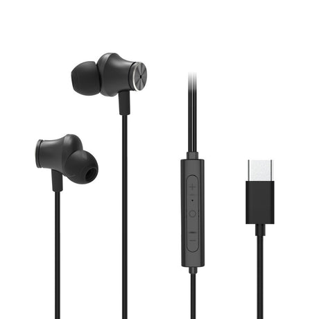 X2O Kablede Høretelefoner USB-C Silicone In-Ear ANC 1.2m Sort