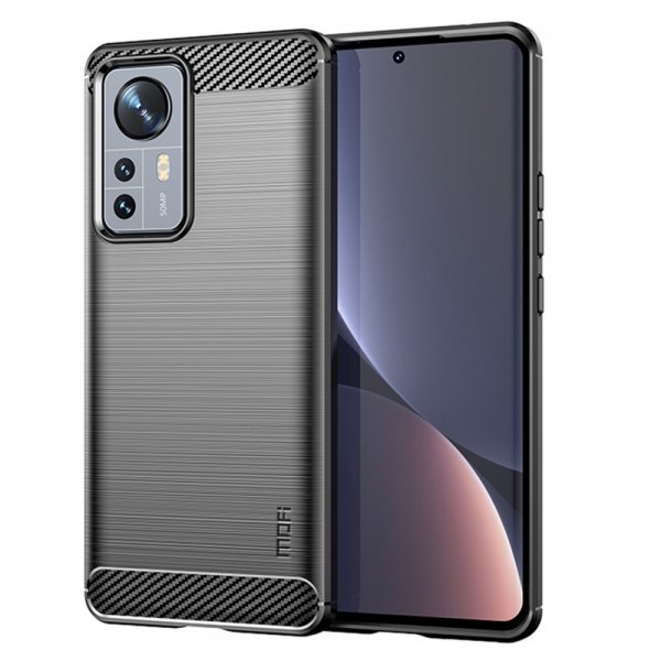 Mofi Xiaomi 12 Pro Cover Børstet Kulfibertekstur Sort