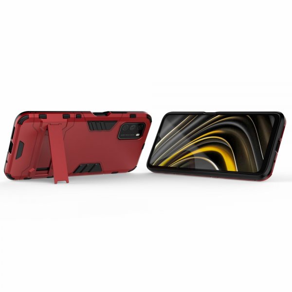 Xiaomi Poco M3 Cover Armor Stativfunktion Rød