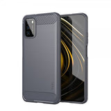Mofi Xiaomi Poco M3 Cover Børstet Kulfibertekstur Grå