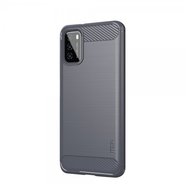 Mofi Xiaomi Poco M3 Cover Børstet Kulfibertekstur Grå