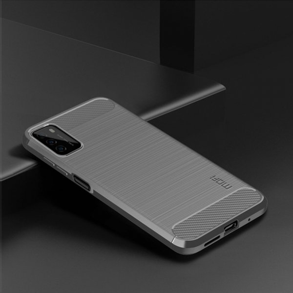 Mofi Xiaomi Poco M3 Cover Børstet Kulfibertekstur Grå