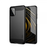 Mofi Xiaomi Poco M3 Cover Børstet Kulfibertekstur Sort