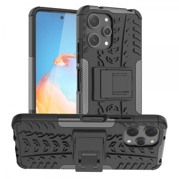 Xiaomi Redmi 12 Cover Dækmønster Stativfunktion Sort