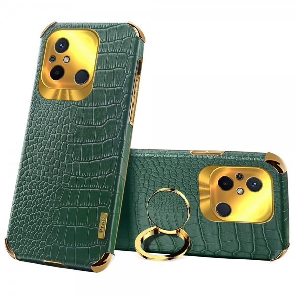 Xiaomi Redmi 12C Cover Krokodillemønster Fingerring Grøn
