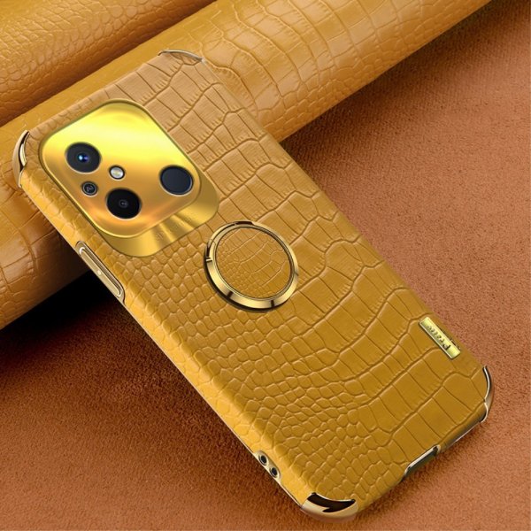 Xiaomi Redmi 12C Cover Krokodillemønster Fingerring Gul