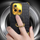 Xiaomi Redmi 12C Cover Krokodillemønster Fingerring Gul