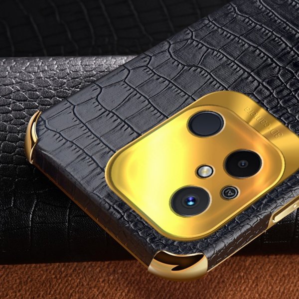 Xiaomi Redmi 12C Cover Krokodillemønster Fingerring Gul