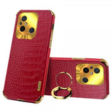 Xiaomi Redmi 12C Cover Krokodillemønster Finger Ring Rød