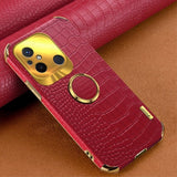 Xiaomi Redmi 12C Cover Krokodillemønster Finger Ring Rød