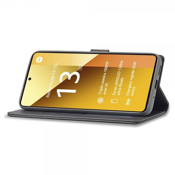 Lc.Imeeke Xiaomi Redmi Note 13 5G Cover med Kortrum Stativfunktion Grå