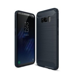Samsung Galaxy S8 MobilCover Kulfibertekstur Mørkeblå