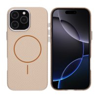 iPhone 16 Pro Max Cover Kulfibermønster MagSafe Guld