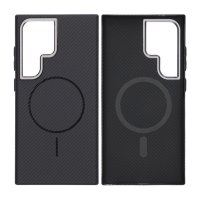 Samsung Galaxy S24 Ultra Cover Kulfibermønster MagSafe Sort