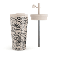 Flaske Termokrus med låg og sugerør Almond Latte