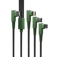 Kabel 3in1 USB A - Lightning, Type C, Micro USB 1.2M Forest Green