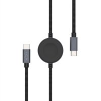 USB-C Kabel med Smartwatch-opladning 1.5m Sort