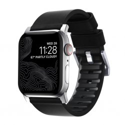 Apple Watch 44/45/46mm/Apple Watch Ultra Armbånd Active Band Pro Silver Hardware Sort